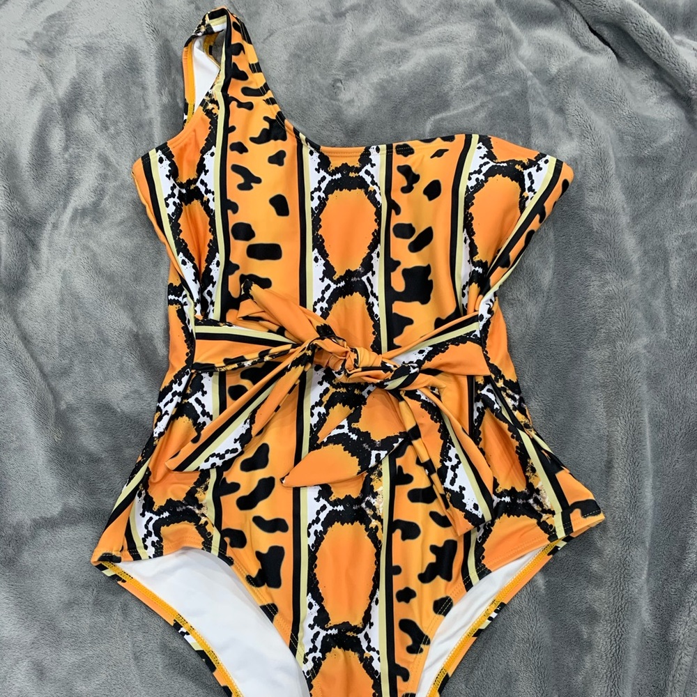 One shoulder, one piece swimsuit with print , new